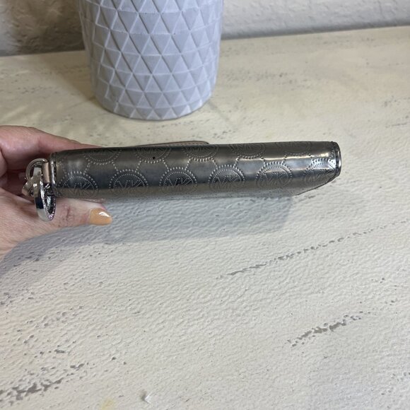 Michael Kors Jet Set Continental Logo Large Silver Wallets Brand - Picture 6 of 11